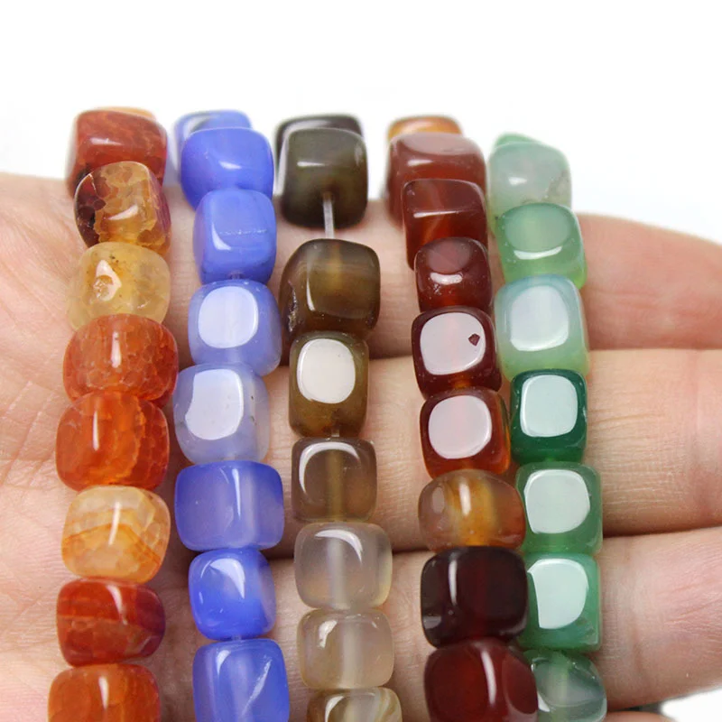 8MM Multicolored Agate Blocks Natural Stone Beads Loose Beads Handmade For DIY Jewelry Making Bracelet Necklace Earrings Finding