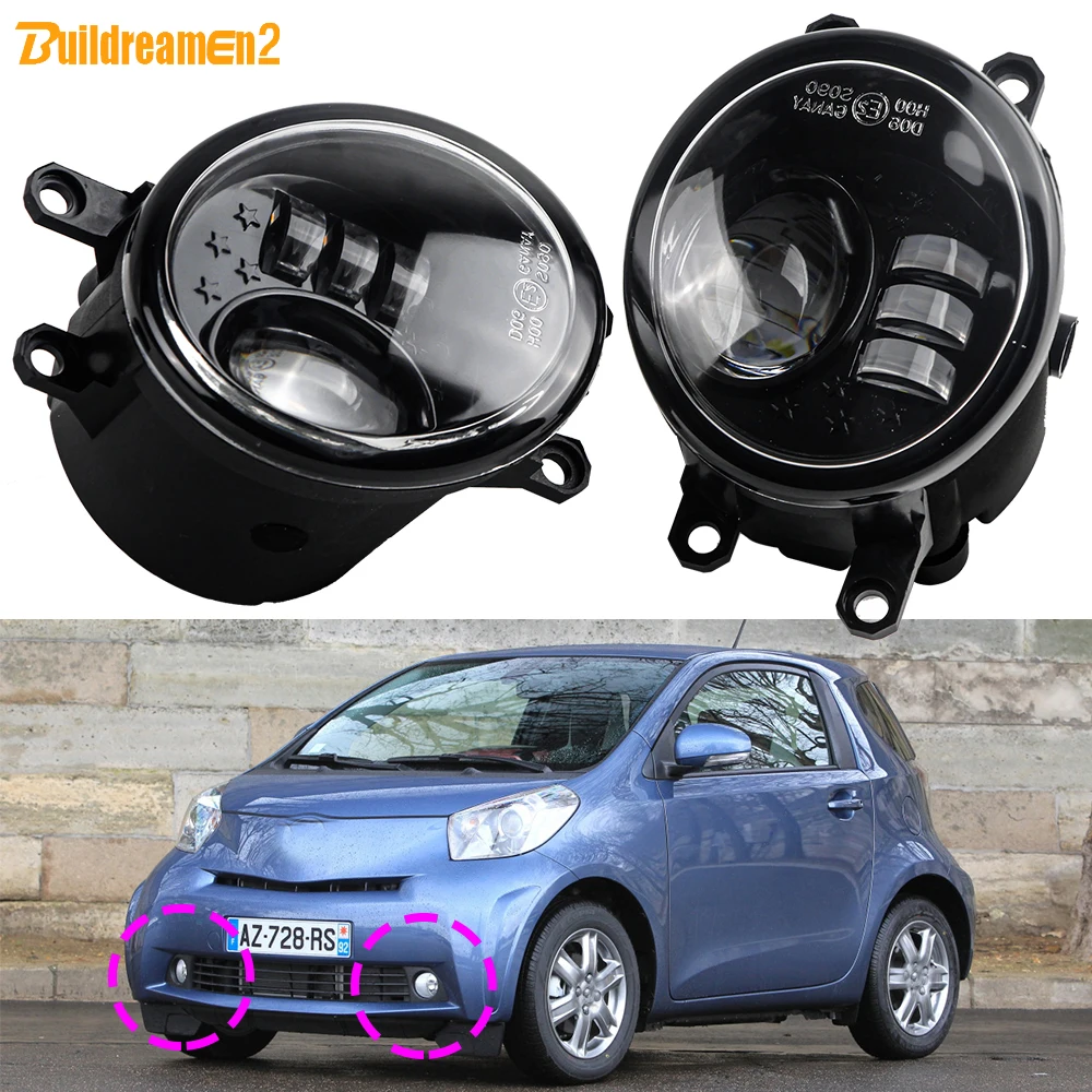 Lampu depan mobil 2X30W lensa kaca Bumper depan LED lampu kabut rakitan DRL H11 12V untuk Toyota IQ (_ J1 _) 2009 2010 2011 2012 2013 2014