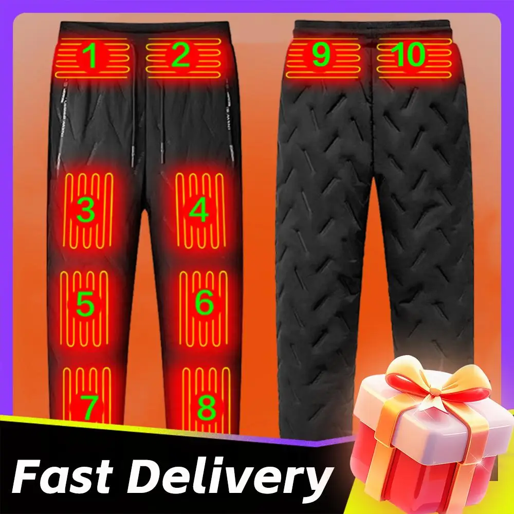 Брюки унисекс с подогревом, 10 зон нагрева, брюки с электрическим подогревом, мужские и женские брюки с подогревом, ветрозащитные зимние уличные брюки с подогревом