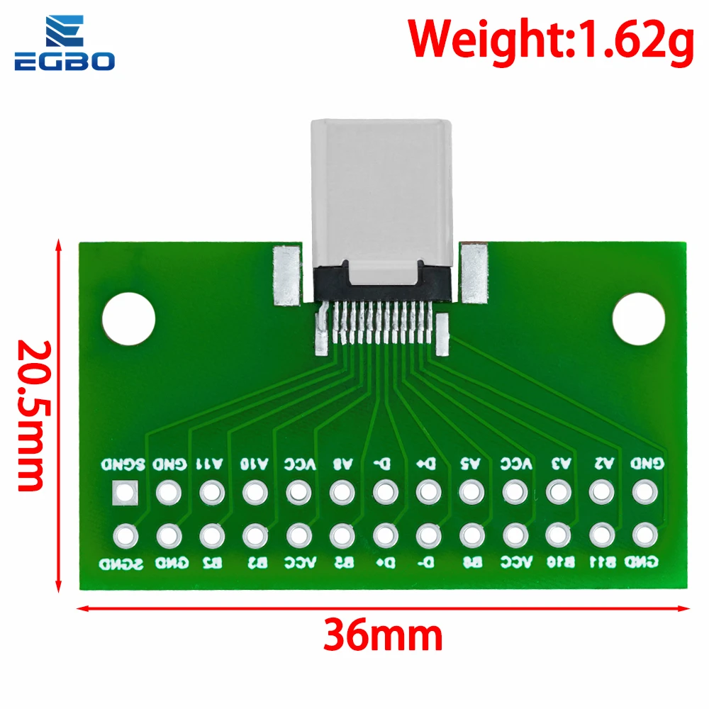 Type-C ตัวผู้ไปทีเสียบยูเอสบี3.1ทดสอบบอร์ด PCB ปลั๊กคอนเนคเตอร์ประเภท C 24P 2.54มม. สำหรับสายข้อมูลการถ่ายโอนสายเคเบิล