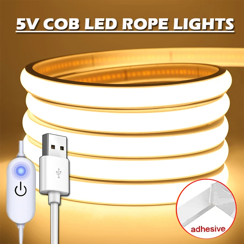 

5V COB Neon Light Strip Dimmable Touch Sensor Flexible Strip for Stairs & Holiday Decor Lighting