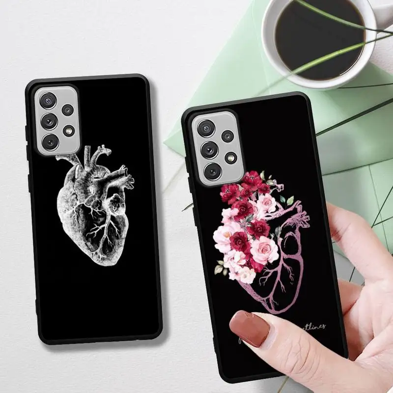 Vintage Anatomical Heart Cardiac Brain Nurse Phone Case for Samsung Galaxy A91 A80 A72 73 A52 53 A70 A41 A32 A21 42 phone Covers