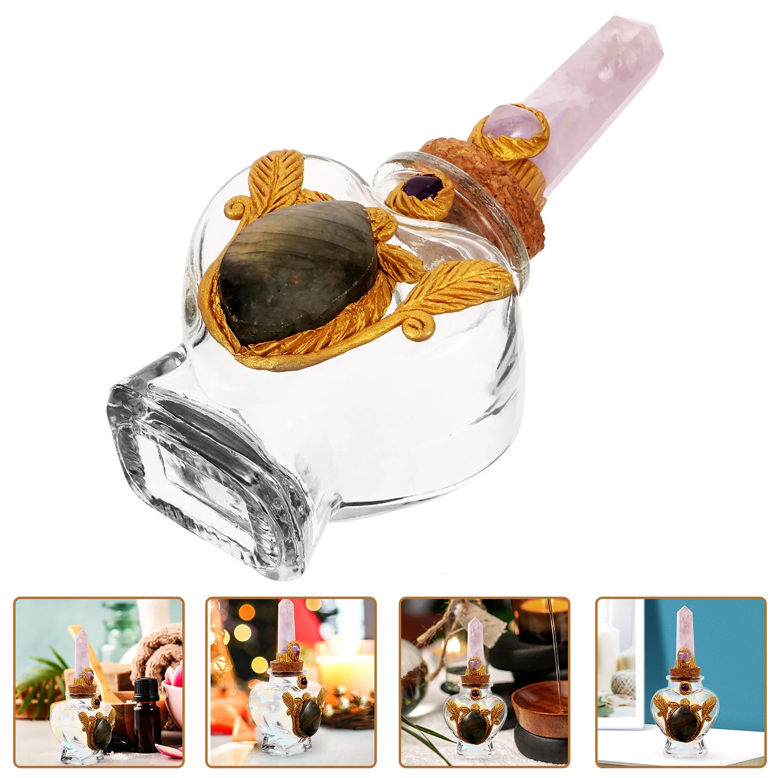 

Crystal Glass Bottle Decorative Small Crystal Column Cork Stoppers DIY Glass Storage Bottle for Message Wish Jewelry Decoration