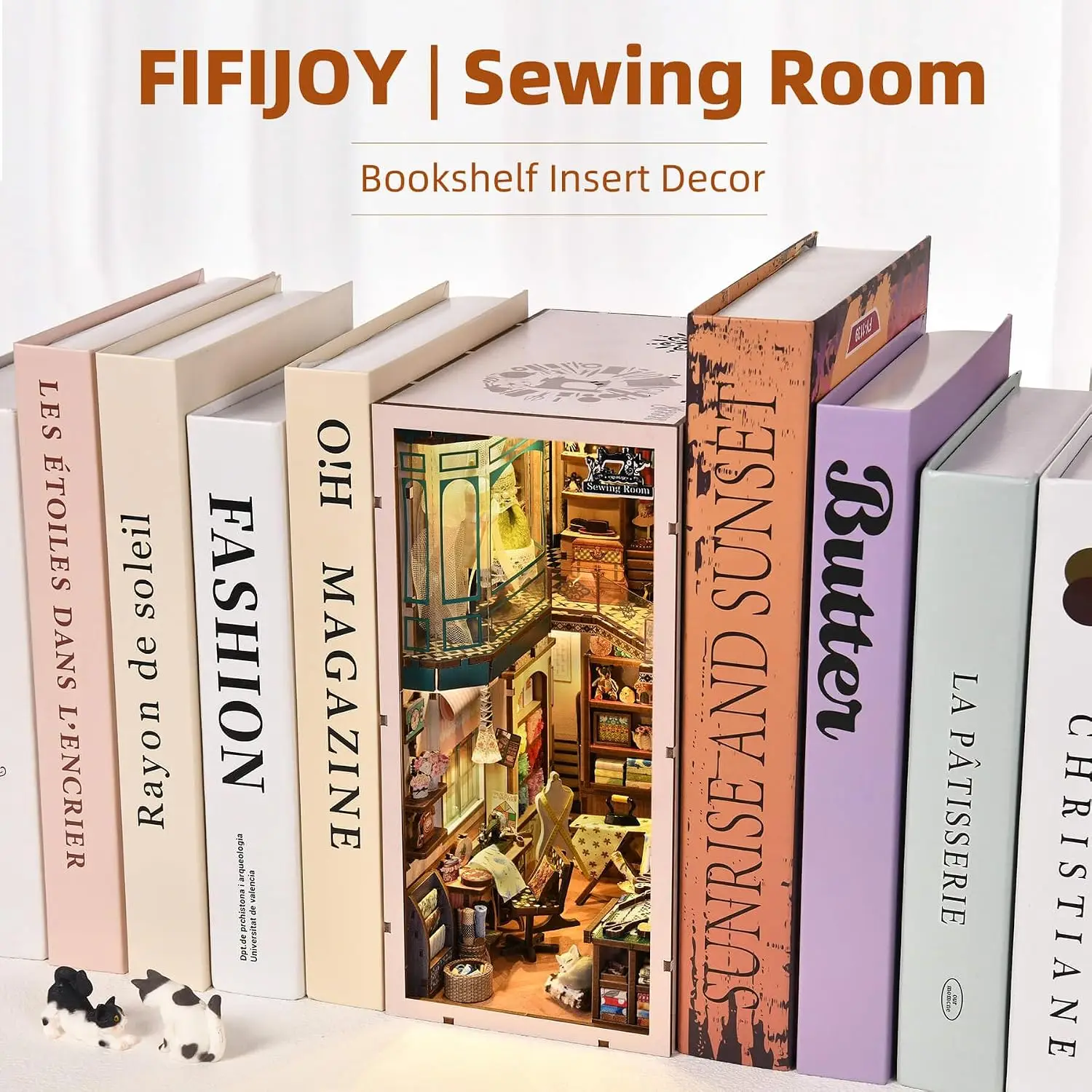Sewing Room Book Nook Kit - DIY Miniature Dollhouse for Adults and Teens, Booknook Tiny House Bookshelf Decor 3D Wooden Puzzle w