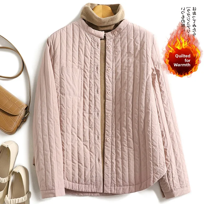 Casual katoenen jas dames winter Faion ronde Ne thermische jas groot formaat knop ket detail warme katoenen gewatteerde bovenkleding