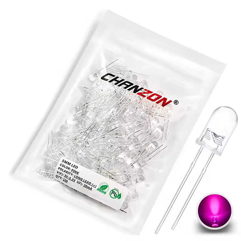 100pcs 5mm LED Diode Ultra Bright Warm White Red Green Blue UV Purple Yellow Orange Pink Multicolor 2V 3V Emitting Assortedt Set - Image 14