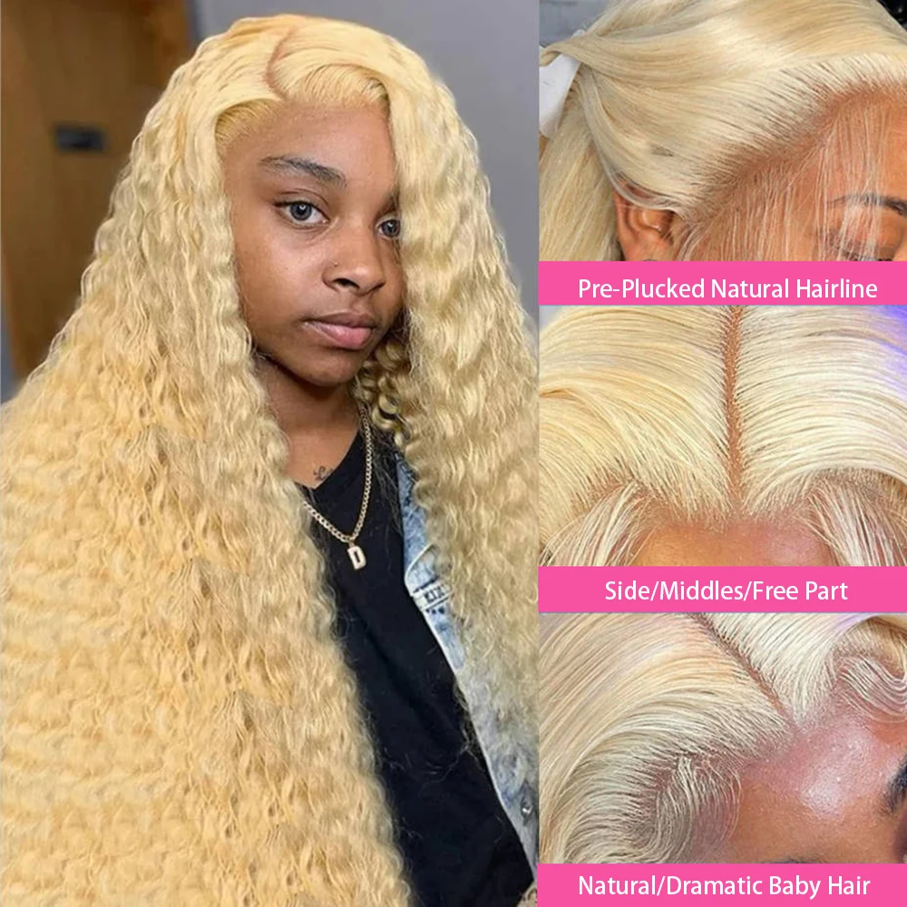 40 Inch Deep Wave 613 Honey Blonde 13x6 Hd Lace Frontal Curly Wave Wig 13x4 Lace Front Human Hair Wigs For Woman