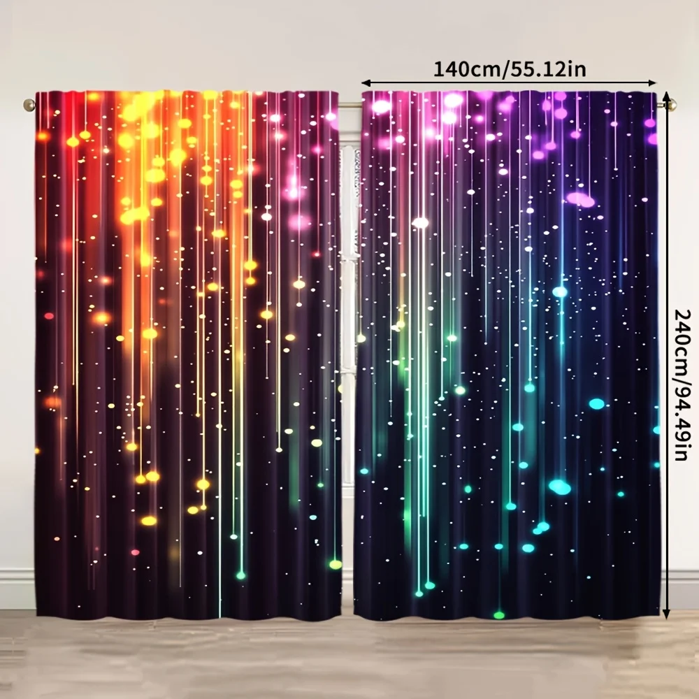 2 Panels Gradient Rainbow Glitter Curtains Thermal Insulated Sunshade for Living Room Bedroom Home Decorative Drapes view 4