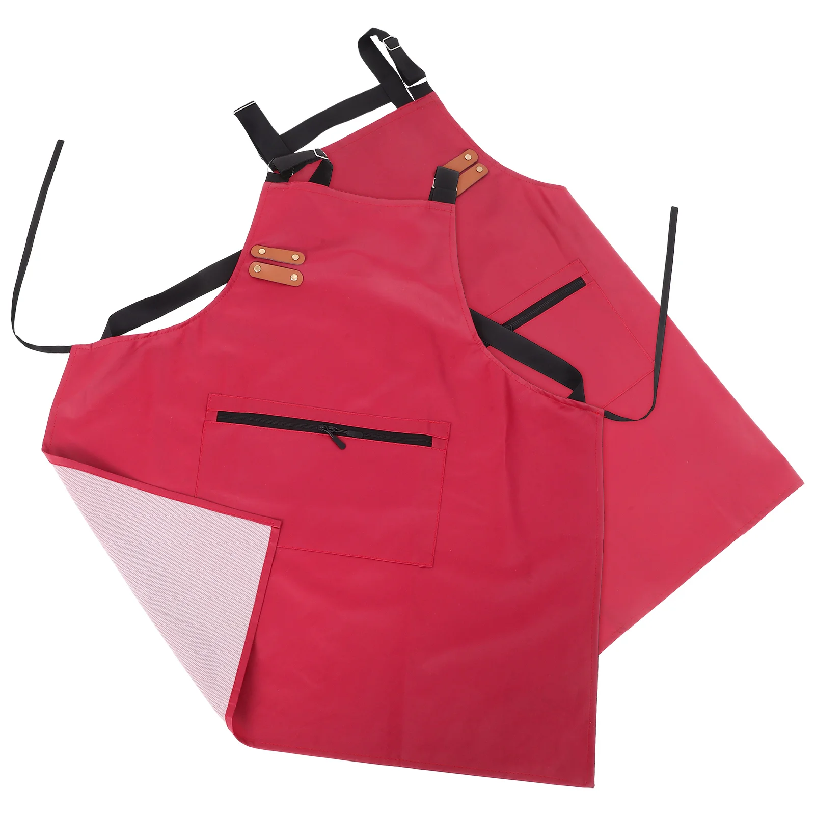 

2pcs PU Apron Set Waterproof Oilproof with Pockets Adjustable for Women Men Kitchen Chef Hairstylist Salon Dishwashing