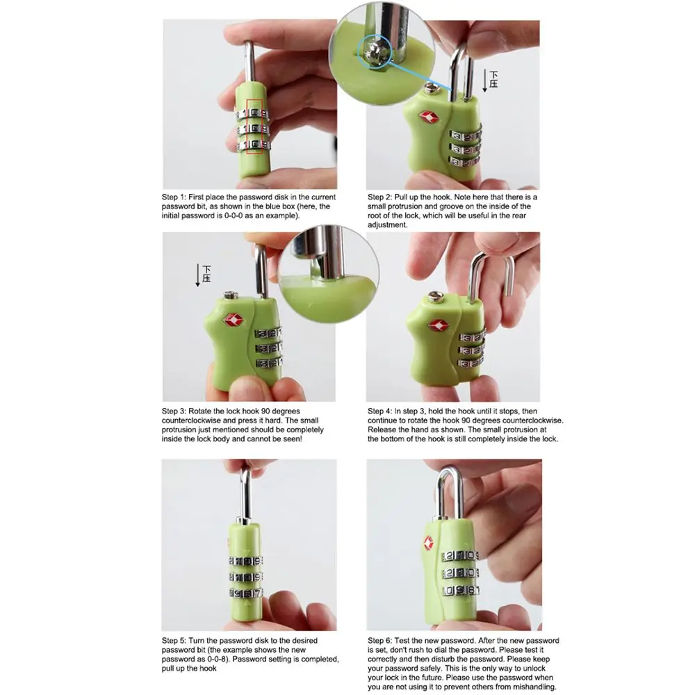 

Портативный всепогодный замок для багажа, кодовый замок, таможенный замок TSA, безопасный кодовый замок, 3-значный кодовый замок