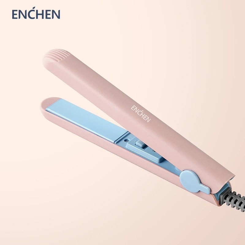 ENCHEN 미니 헤어 스트레이트너 플랫 아이언, 즉시 가열 컬링, 건식 및 습식 이중 화상 방지 스타일링 도구, 160 °C-180 °C