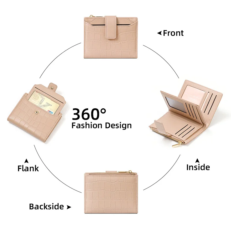 Korean Stone Pattern PU Leather Hasp Zipper Short Women Wallet Large Capacity Multi Card Slots Purse for Ladies