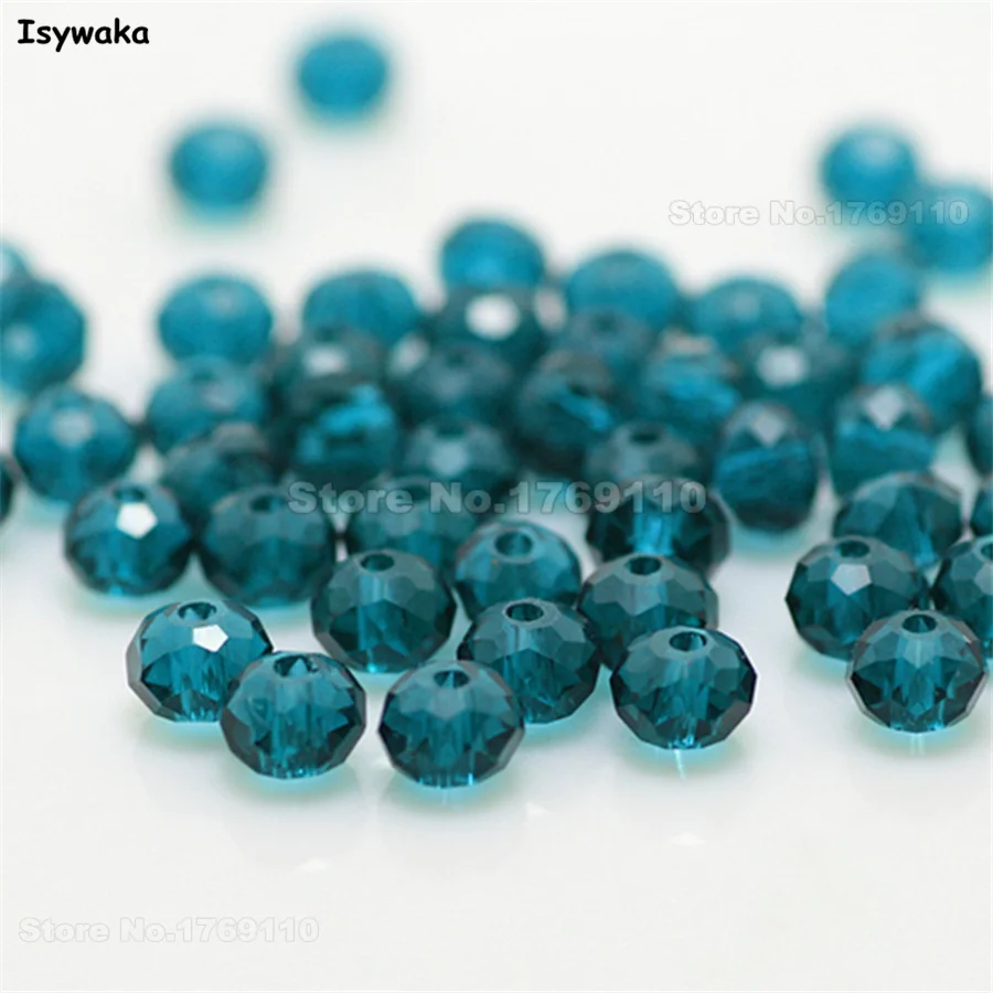 Isywaka Green Blue Color 4*6mm 50pcs Rondelle Austria faceted Crystal Glass Beads Loose Spacer Round Beads for Jewelry Making