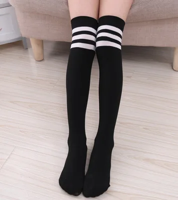 2024 autumn Kids Knee High Socks jk Girls Football Stripes Cotton Sports sailor White Socks Skate Child Baby Long Tube Leg 8 10