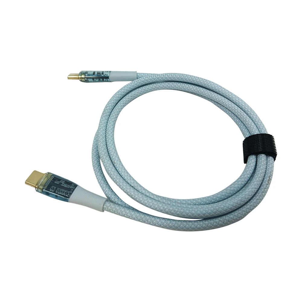 10 Buah Kabel Pengisi Daya Tipe C Cepat PD100W USB 3.1 5A Pengisian Flash 60W Konektor Transparan Kabel Pengisi Daya Data Jalinan Nilon Fo