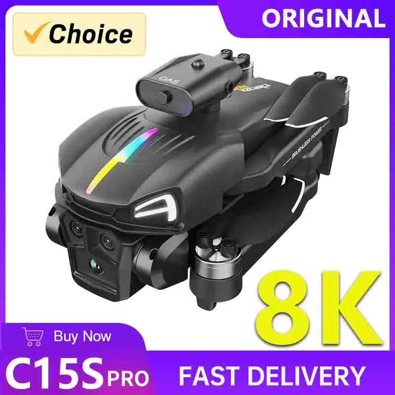 

C15 Pro FPV Drone 8K HD Camera Professional 20km Obstacle Avoidance Brushless Quadcopter RC Helicopter Aerial Aircraft Toys Gift