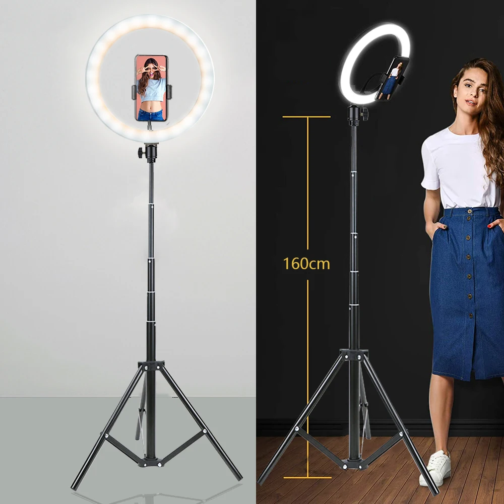 Selfie Light Mobile Holder Photography Led Rim Lamp for Live Streaming Youtube Tiktok Video Ring Light with Tripod Free Shipping