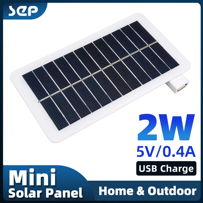 5V 2W 400mA Mini Solar Panel USB Solar Charger Heat Solar Panels Protable Solar Panel Kit Cell for Phone Household Lighting