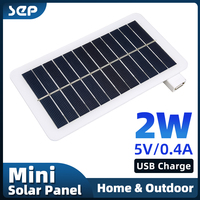 5V 2W 400mA Mini Solar Panel USB Solar Charger Heat Solar Panels Protable Solar Panel Kit Cell for Phone Household Lighting