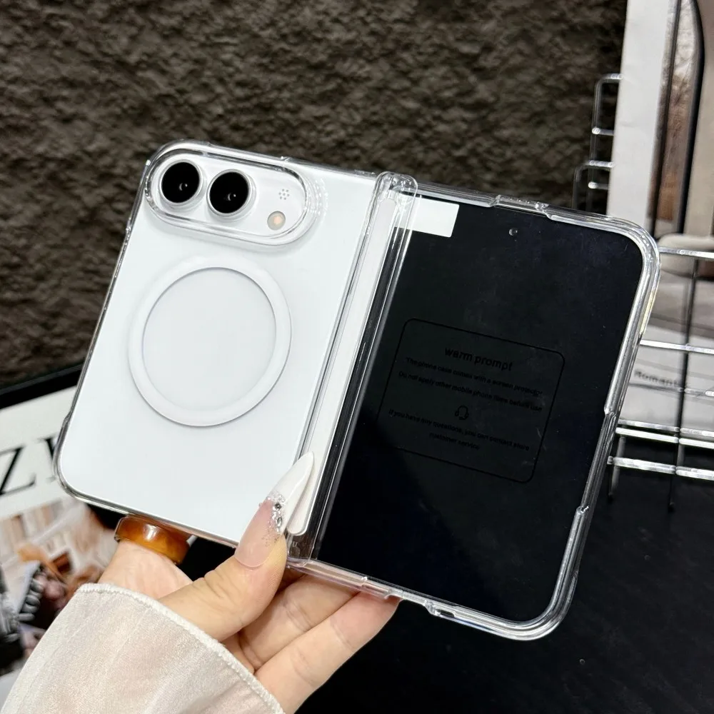 For Iphohne Duo Transparent MagSafe Magnetic Phone Case Front Protection Film Protective Hinge Shockproof Back Cover