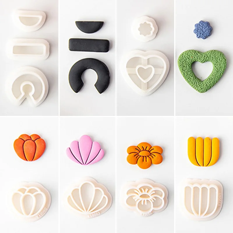 Flower Leaf Soft Pottery Polymer Clay Cutter DIY Petal Geometry Cutting Mold Earring Jewelry Pendant Making Tool Embossing Mold