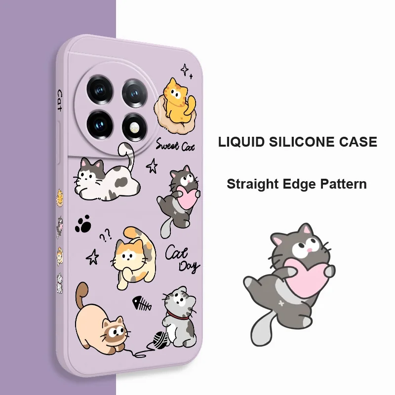 Cat String Ball Phone Case For Oneplus 12 12R 11 11R 10 10R 10T 9R 9RT 9 8T 8 7 7T Pro 5G Liquid Silicone Cover - Image 3