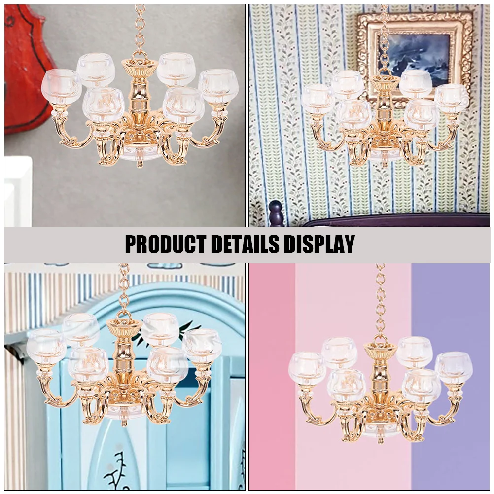 2 Pcs Dollhouse Chandelier Mini Ceiling Lamp Sand Table DIY Materials High Quality Light Decorative Magnet Craft