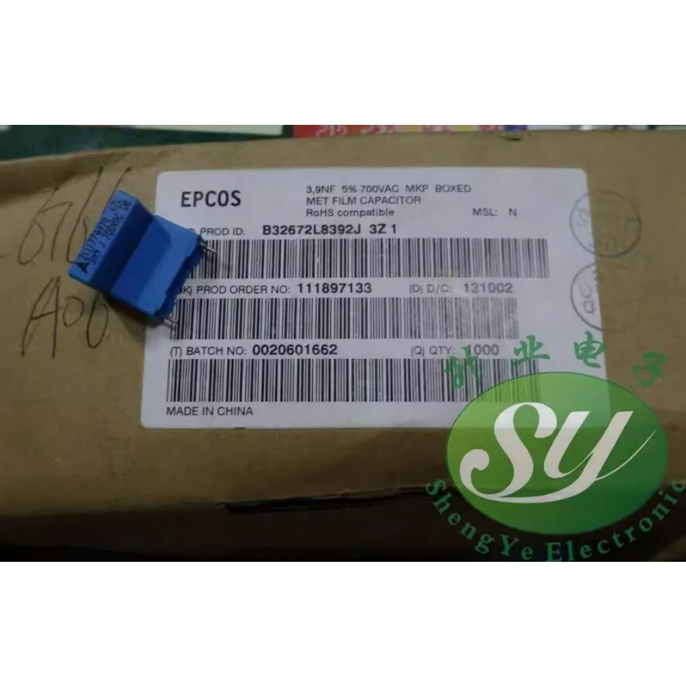 

20PCS EPCOS 0.0039uf/700vAC 3.9nf 3900pf 3n9 392 brand new 15mm film capacitor B32672L8392J