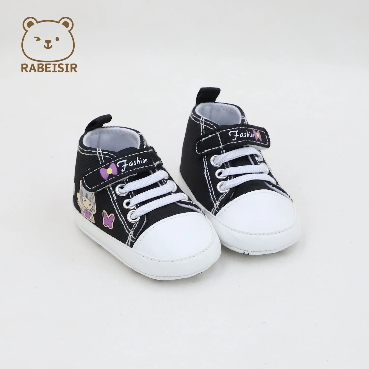 

Spring and Autumn Baby Canvas Shoes Baby Shoes Soft Bottom Comfortable Cartoon Anime Style Velcro Closure