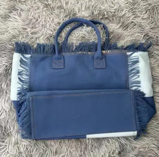 Canvas Grote Capaciteit Draagtas Voor Vrouwen Mode Y 2K Kwast Handtassen Vrouwelijke Casual Outdoor Shopper Tassen Brief Print Handtas Nieuw