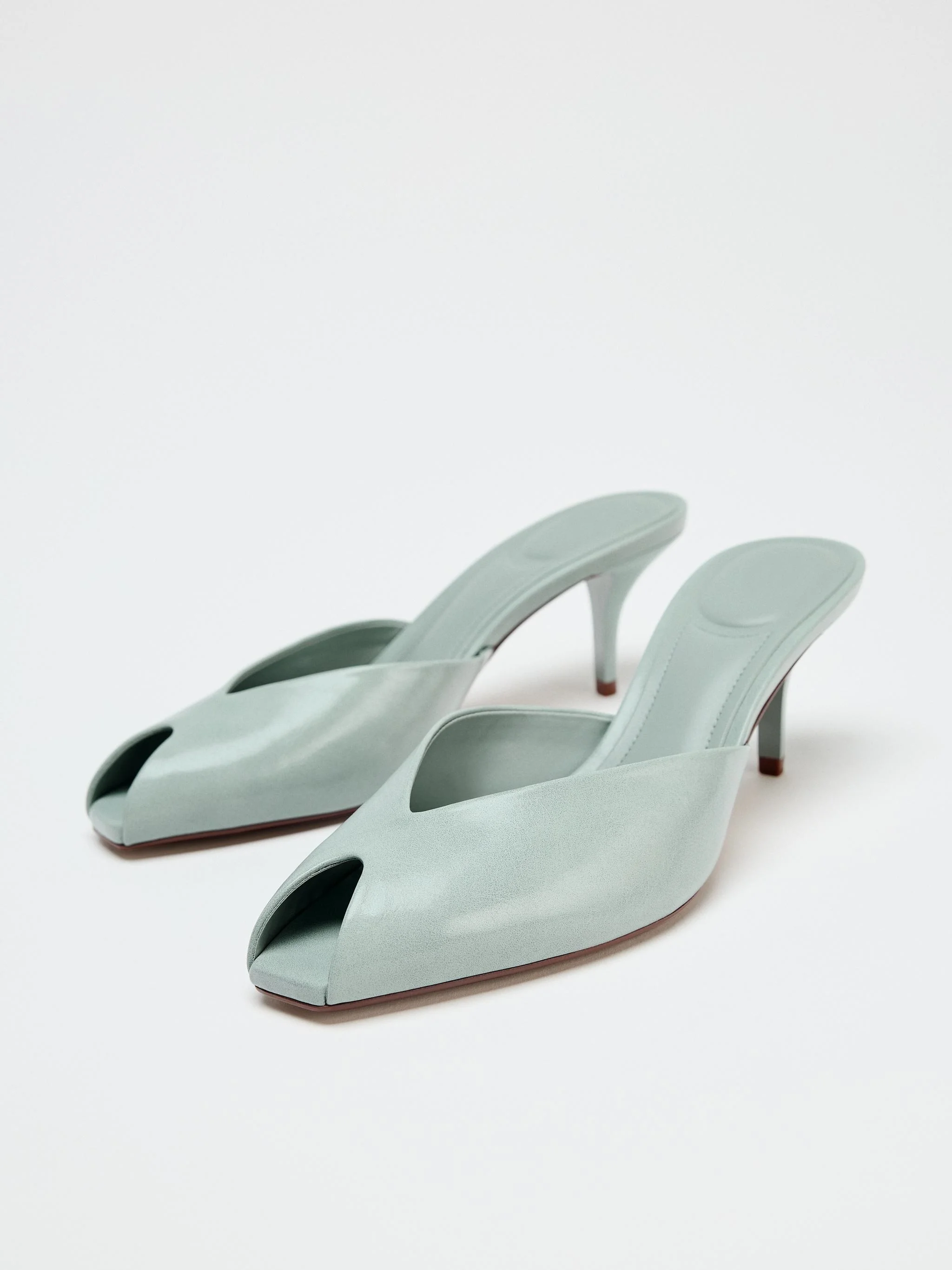 

Leather Peep Toe Slippers Open Toe Stiletto Thin High Heel Shallow Slip On Fashion 2025 Summer Women Dress Shoes Thin Heels