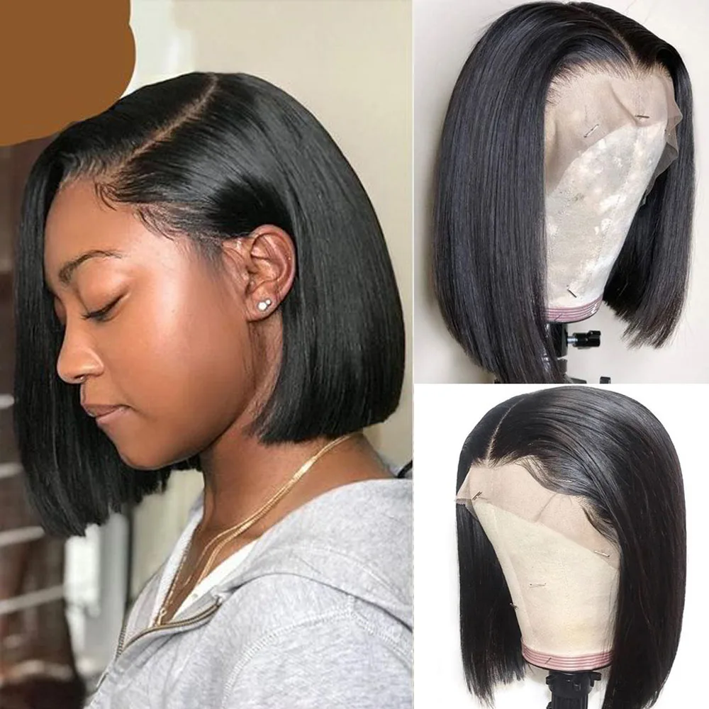 Bone Straight 13x4 13x6 Transparent Short Lace Bob Wigs Pre Plucked Brazilian Remy Human Hair Lace Frontal Bob Wigs For Women