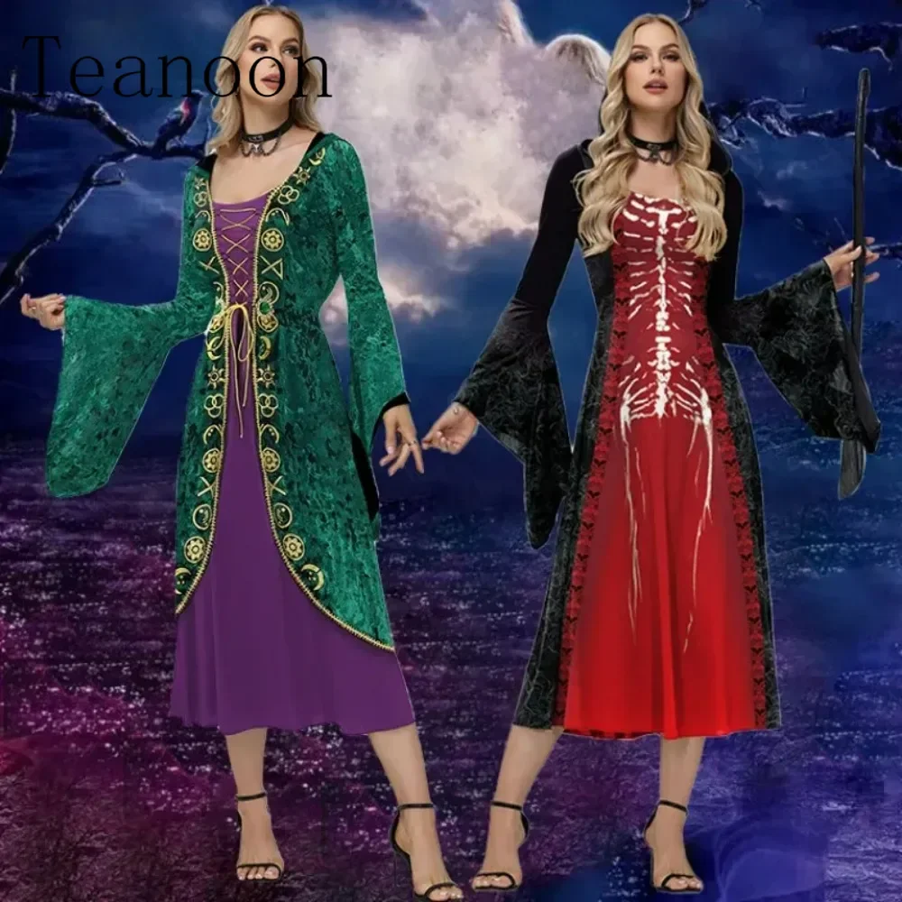 

Women Hocus Pocus 2 Cosplay Dresses Hooded Cape Women Winifred Sanderson Witch Costume Long Sleeve Party Halloween Costume Dress