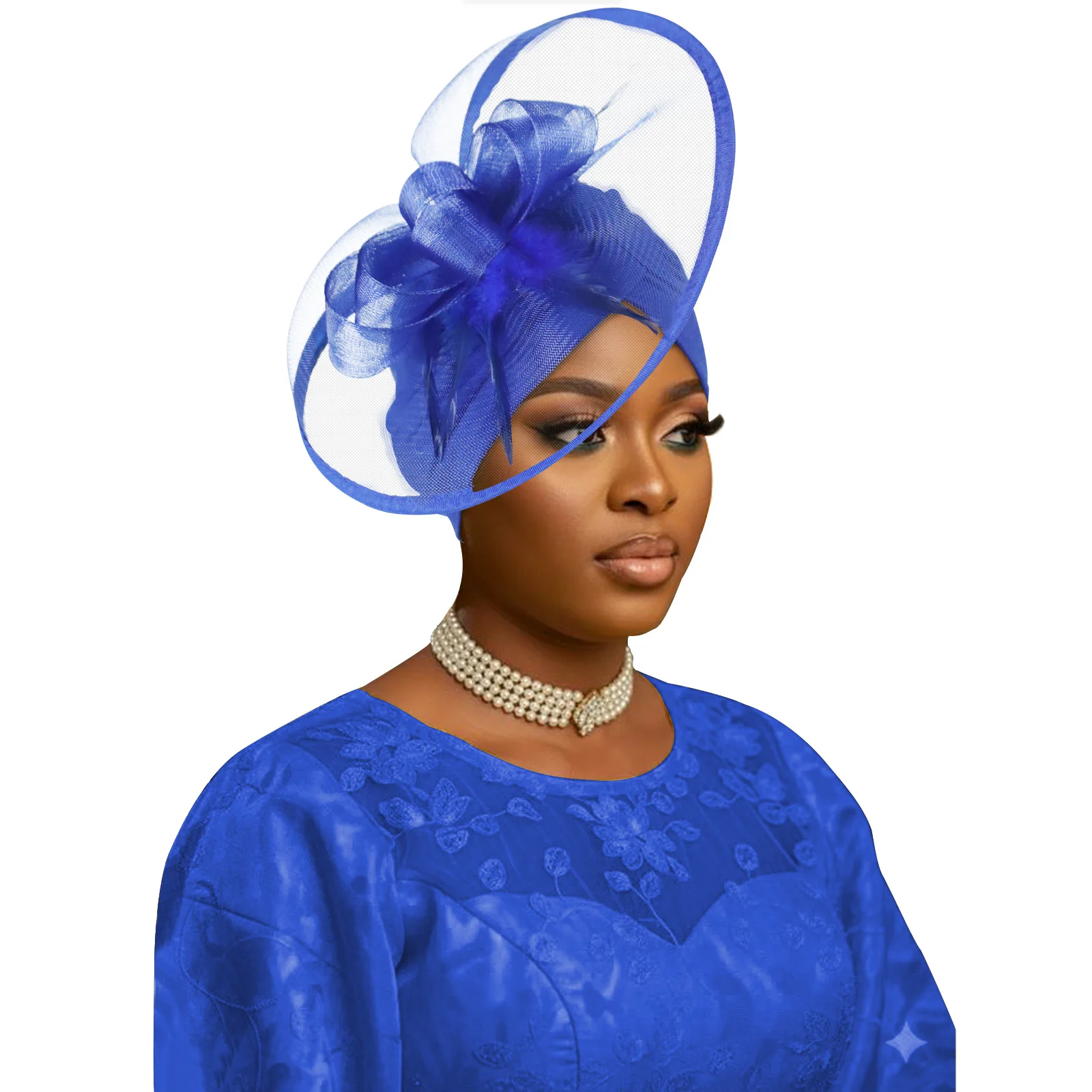 African Traditional Islamic Hat Headties Mesh Feather Decor Cap Modest Muslim Headwear Head Wraps for Casual Turbante Mujer