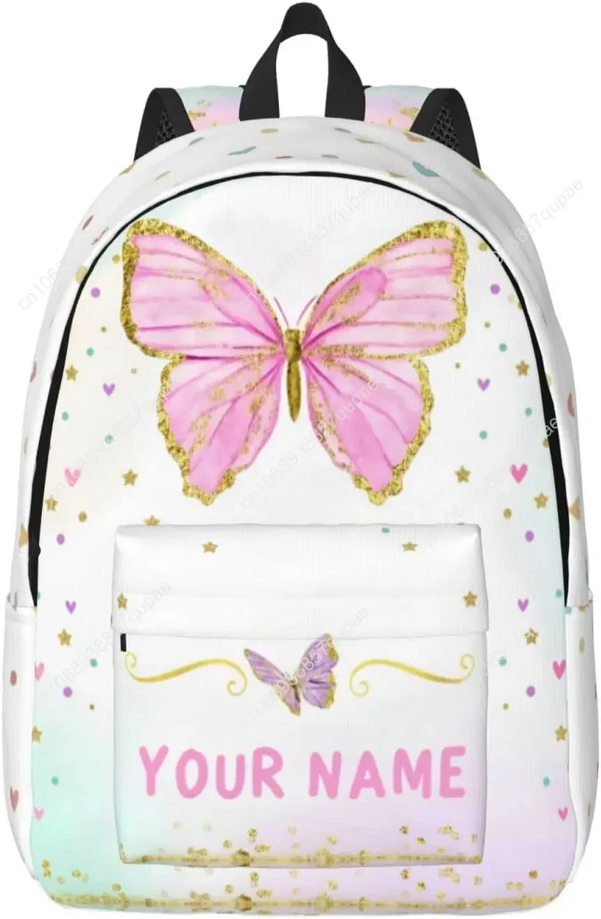 Personalized Backpack for Girls Boys, Custom Backpacks with Name, Customized Butterfly School Bookbag for Kids, Personalized Cas