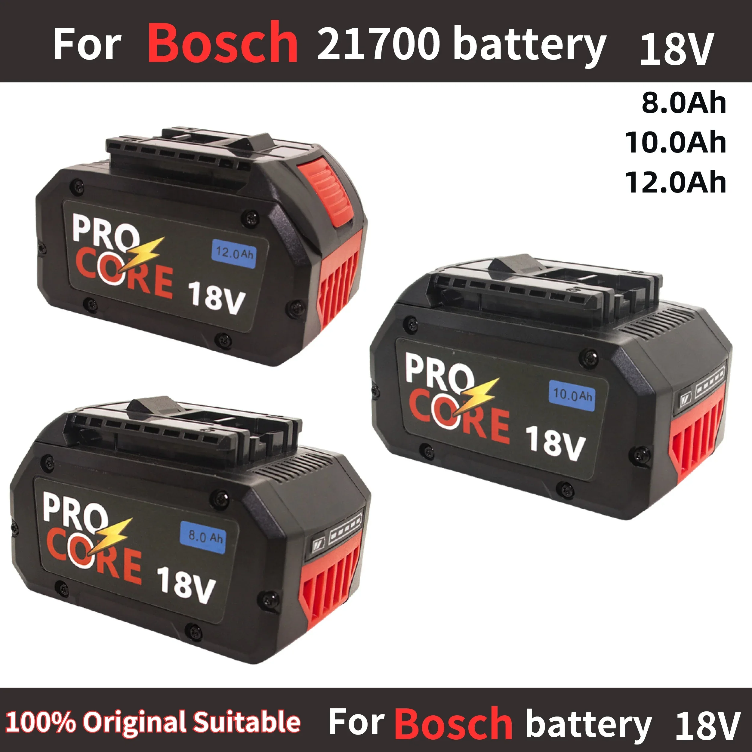 

CORE18V 10000mAh ProCORE Replacement Battery for Bosch 18V Professional System Cordless Tools BAT609 BAT618 GBA18V80 21700 Cell