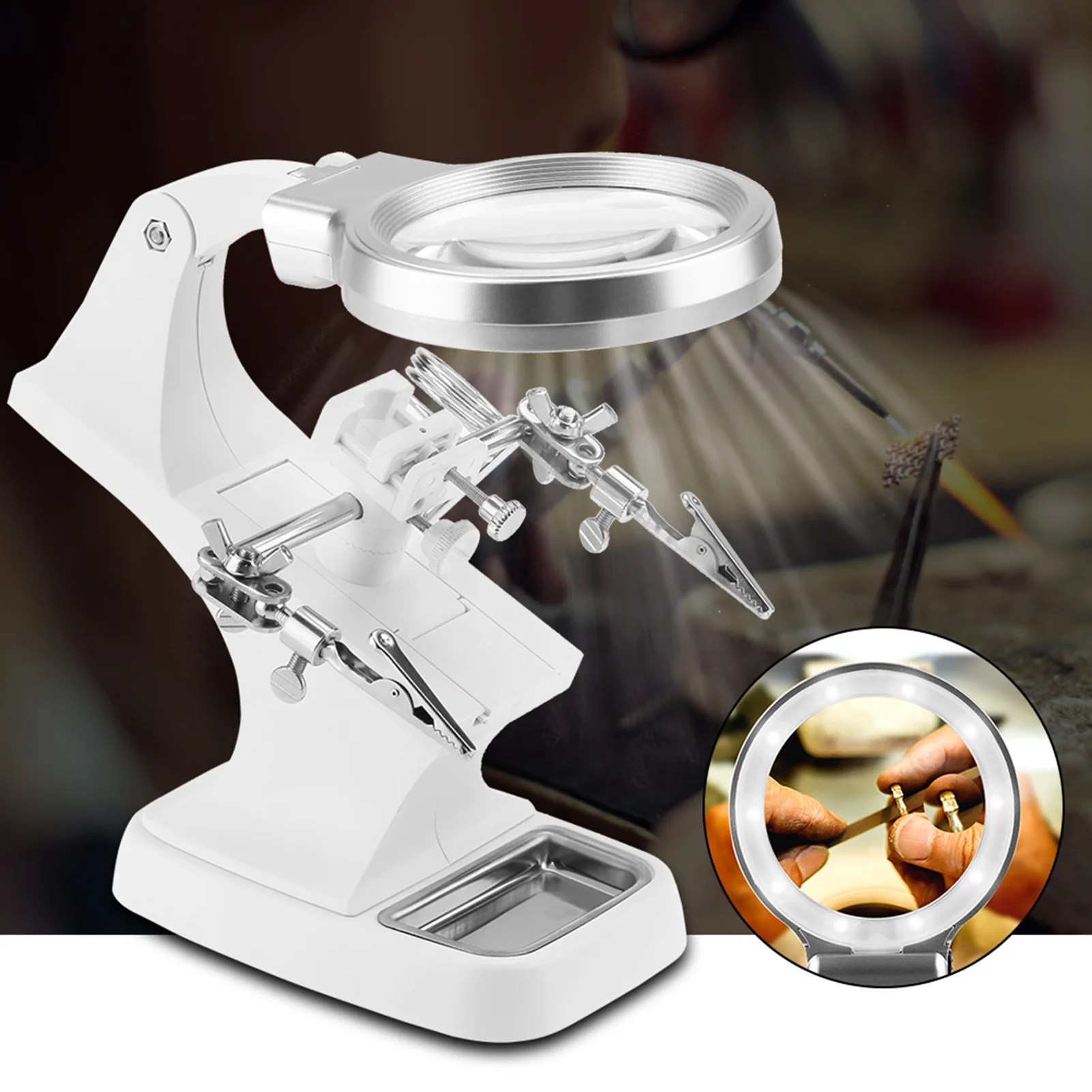 Soldering Magnifying Glass Multi functional Welding LED Magnifier Magnifying Glass Soldering 360°Rotation Repair Tool