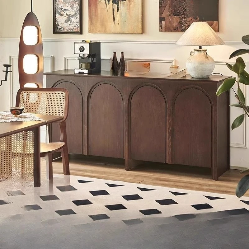 

medieval arched door solid wood dining side cabinet, retro tea cabinet against the wall entrance storage chest