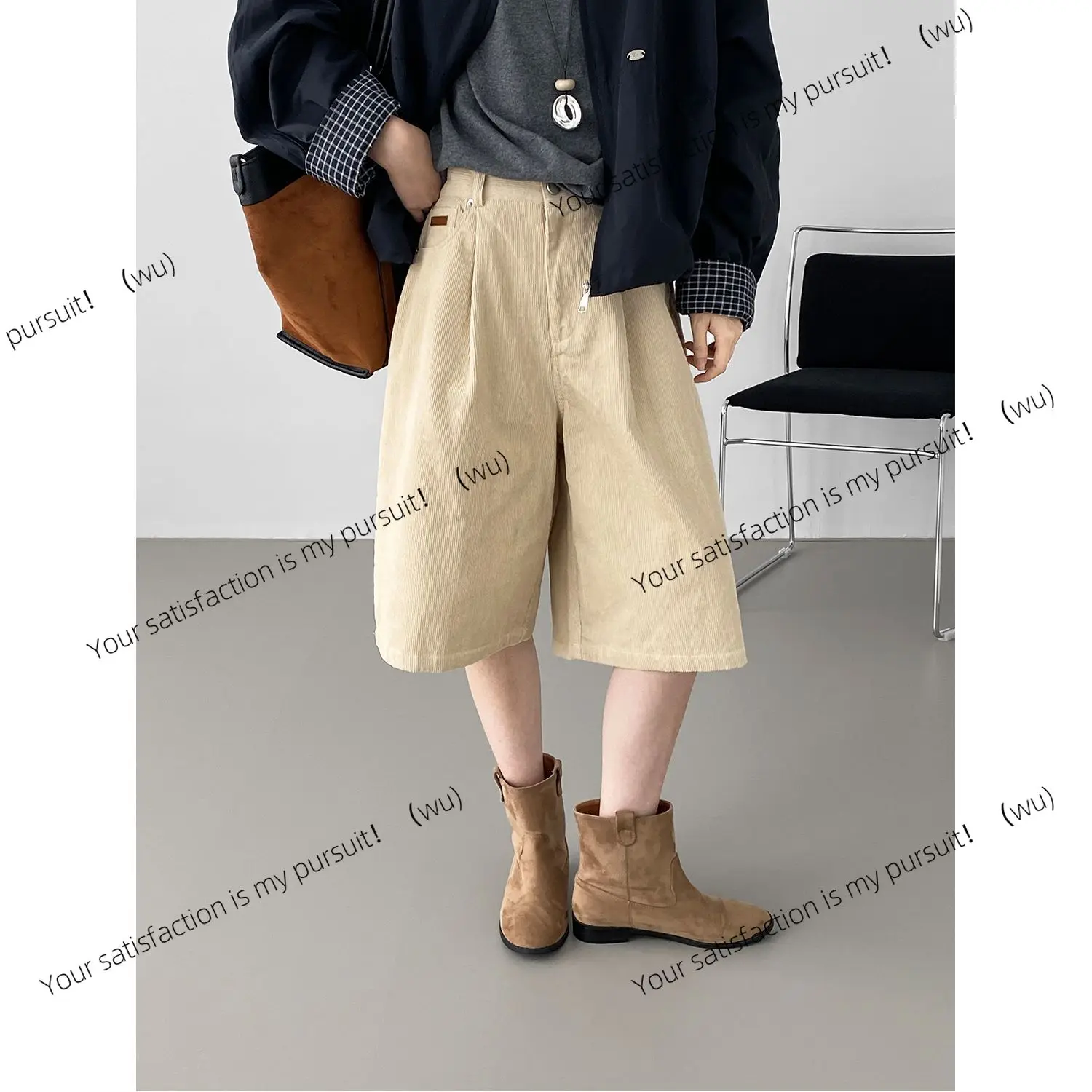 

ZOCI-Ретро вельветовые укороченные брюки женские с высокой талией повседневные универсальные брюки среднего размера маленькие E6220