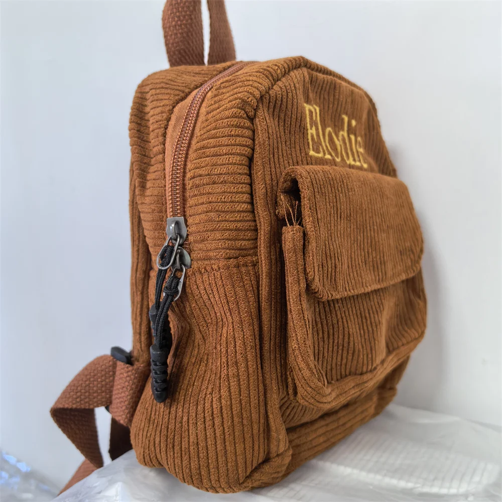 Neuer Cord Mini Rucksack personal isierter Name Frauen einfache kleine Reise rucksack benutzer definierte Geburtstags geschenk Tasche mit Namen