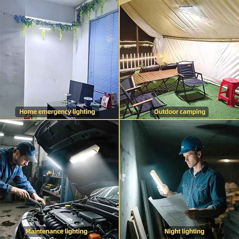 22-42cm Portable Camping Lamp Rechargeable Magnetic Light with Hooks High Brightness Flash Light for Car Repair Outdoor Lighting