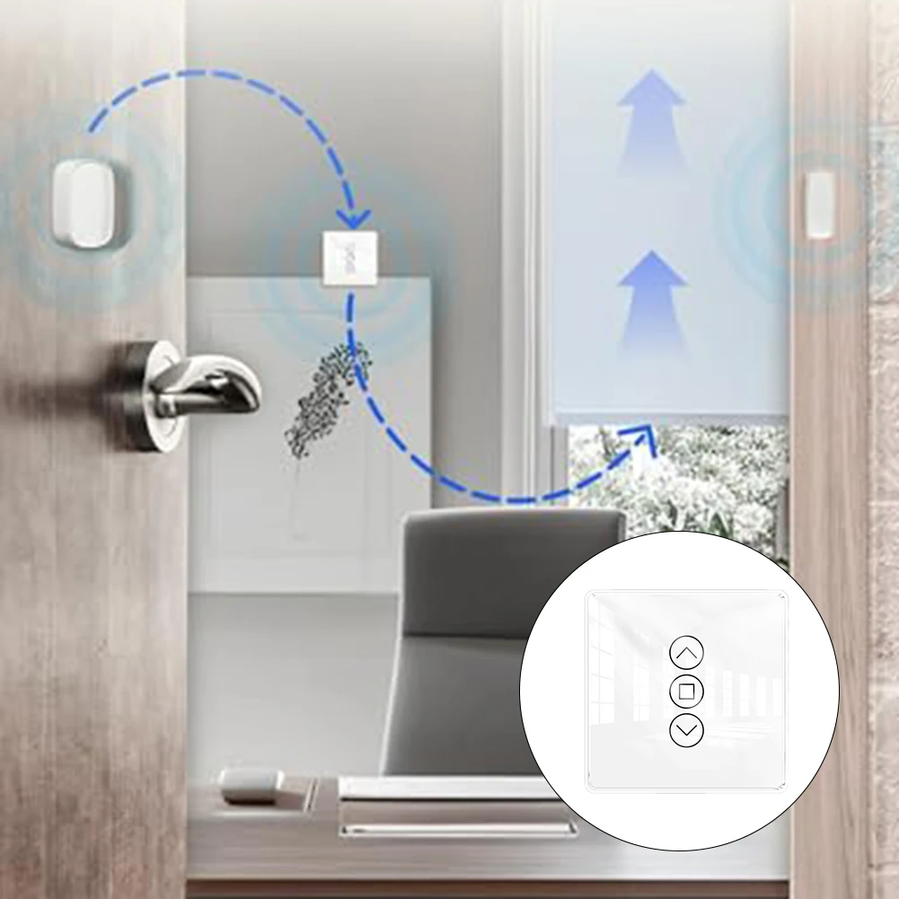 

Умный стеклянный 5D-выключатель для штор с голосовым управлением и таймером для автоматического управления занавесками и настройки индивидуальных положений жалюзи