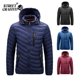 S.T.G 2024 uomo inverno Casual con cappuccio caldo parka giacca cappotto uomo autunno classico capispalla Vintage cappello staccabile piumini uomo