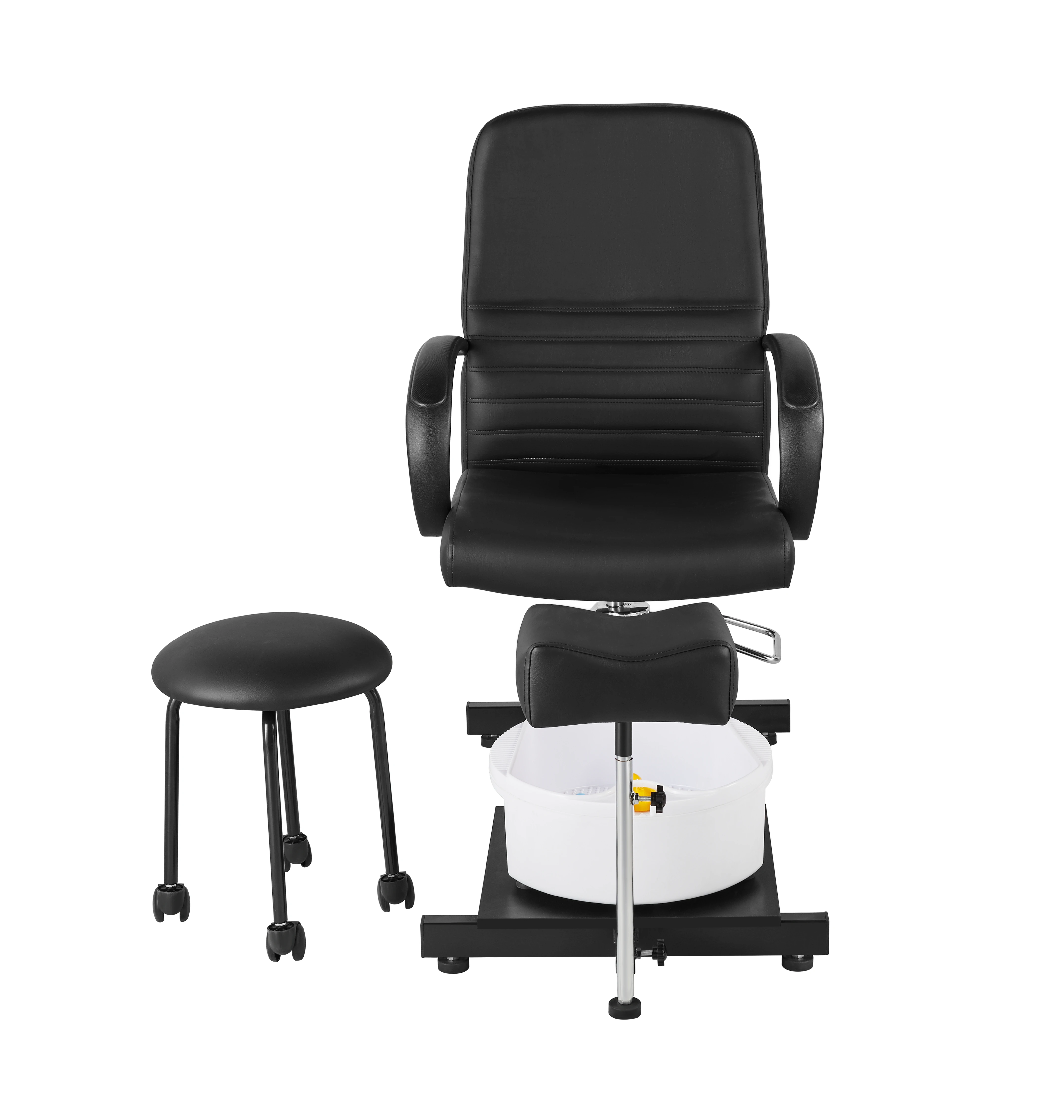Minimalist Black Comfortable Adjustable Pedicure Nail Chair with Foot Bath Practical Choice for Beauty Salon