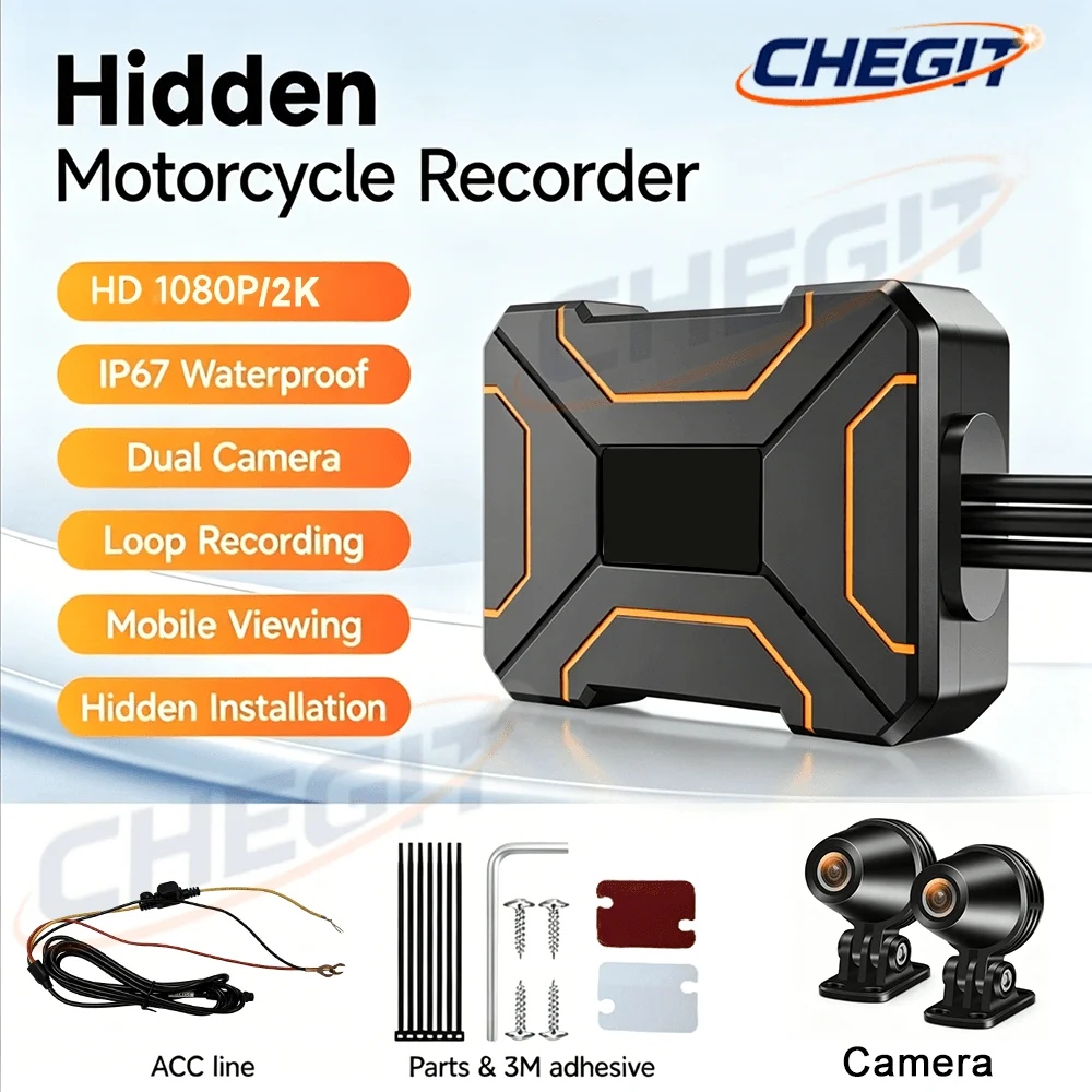 

2K Motorcycle Dual DVR 1080P Hidden Smart Connect Action Camera Recorder Front & Rearview WiFi Waterproof Motorcycle DashCam
