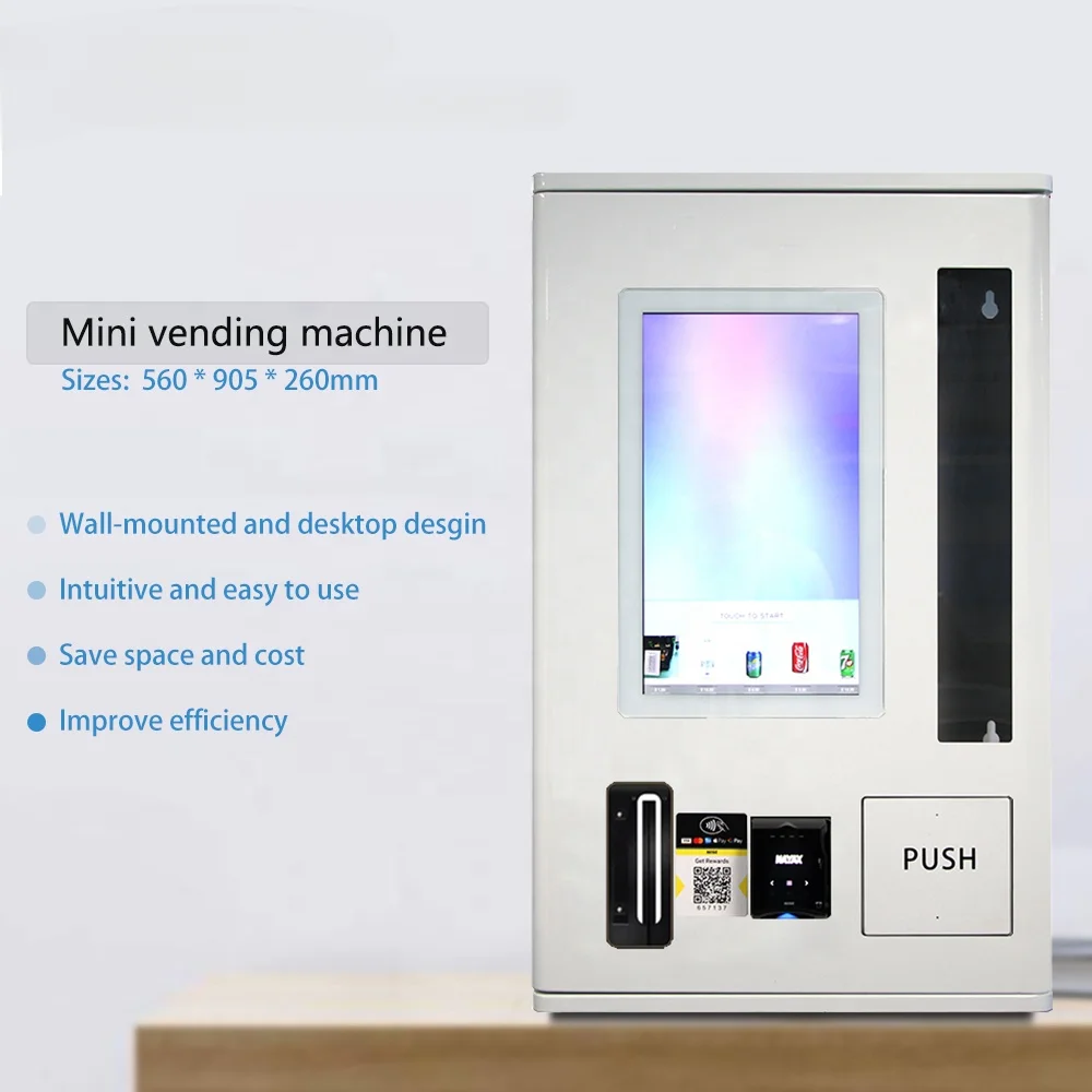 21.5 Inch Mini Touch Screen Age Verification Vending Machine Small Wall Mounted Credit Card Payment System ID Card Reader