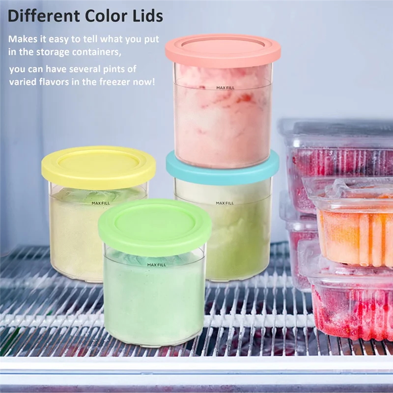 2PCS Ice Cream Pints and Lids for Ninja Creami NC301 NC300 NC299AMZ Series Ice Cream Storage Containers Food Freezer Rich