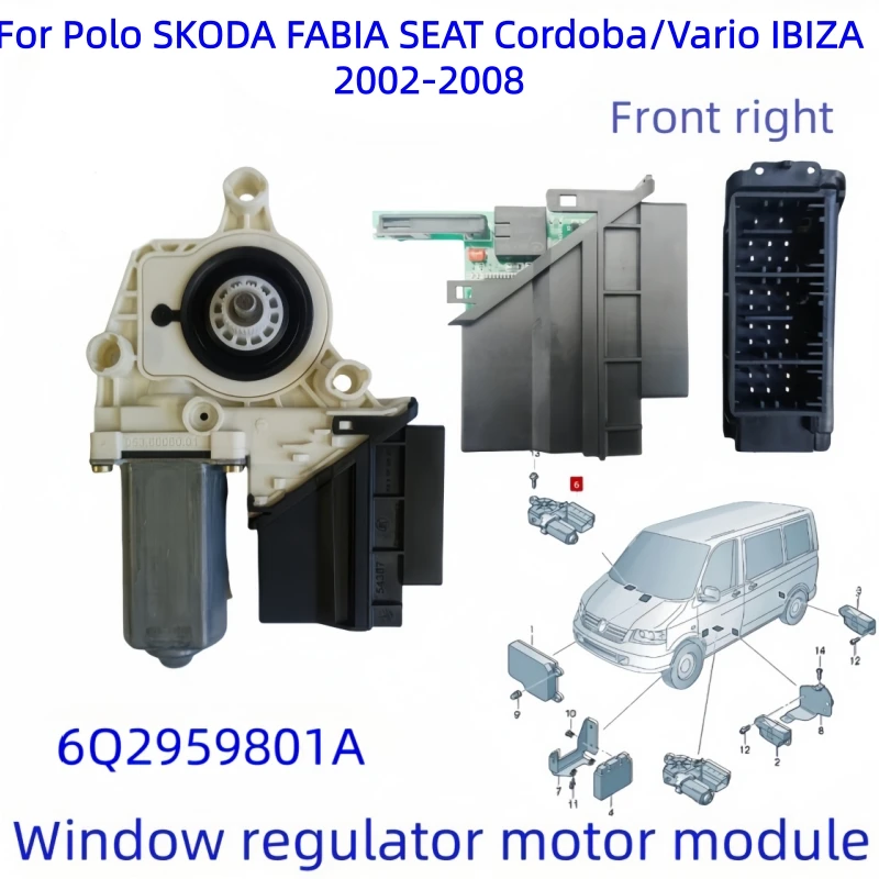 6Q2959802A 6Q2959801A Nieuwe Raammechanisme Besturingsmodule Voor Polo Skoda Fabia SEAT Cordoba/Vario IBIZA Linksvoor en rechtsvoor
