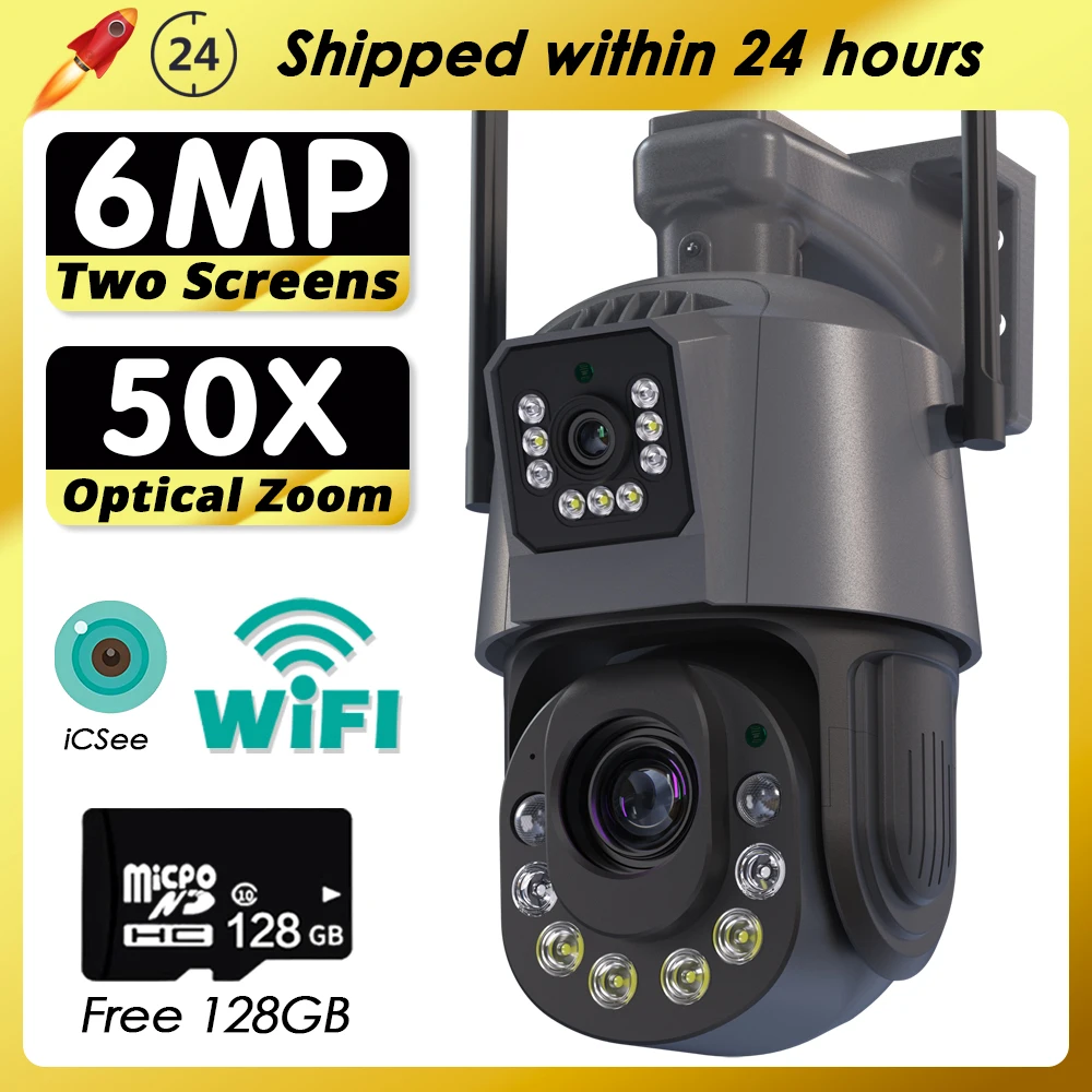 

ICess 50X Optical Zoom 6MP WiFi Security IP Camera 2-Way Audio Waterproof Remote Access PTZ Outdoor CCTV Surveillance Camera