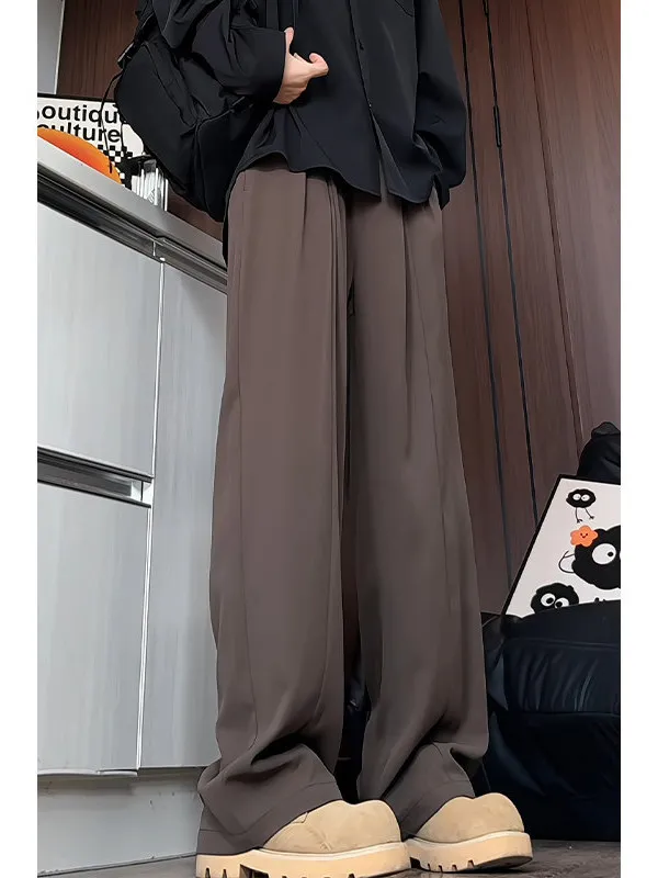 

Bla High Waist Drapey Casual West Pants Men Women Spring Autumn Slim Straight Leg Wide Leg High-End Feeling Trousers